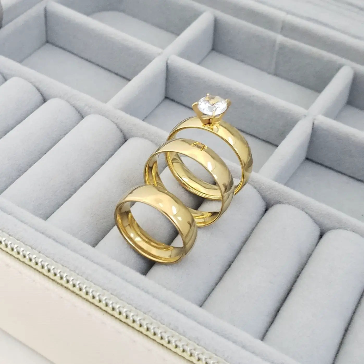 Juego De Argolla De Compromiso Par De Argollas De Matrimonio Lisas o clock Jewelry