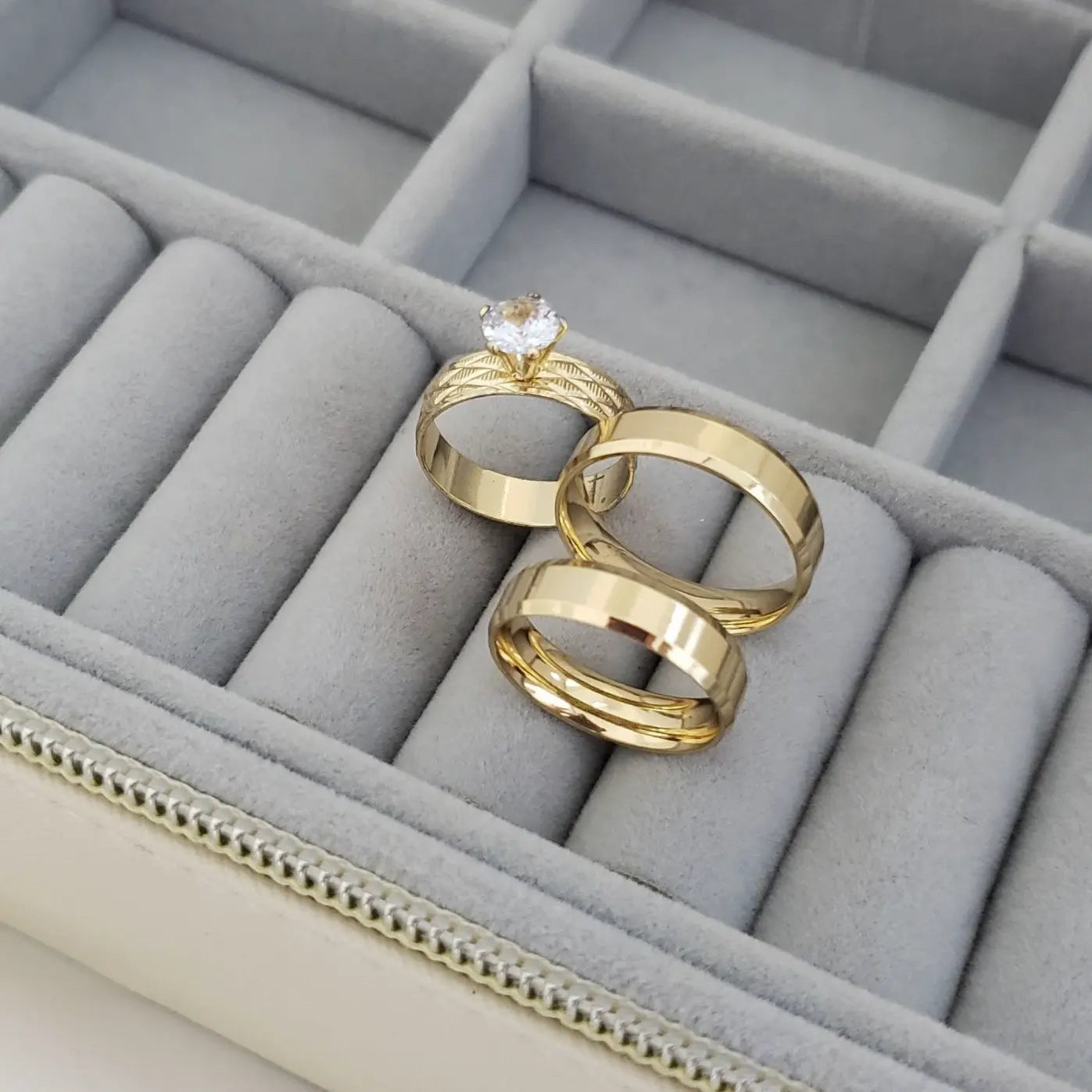 Juego De Argolla De Compromiso Par De Argollas De Matrimonio Lisas