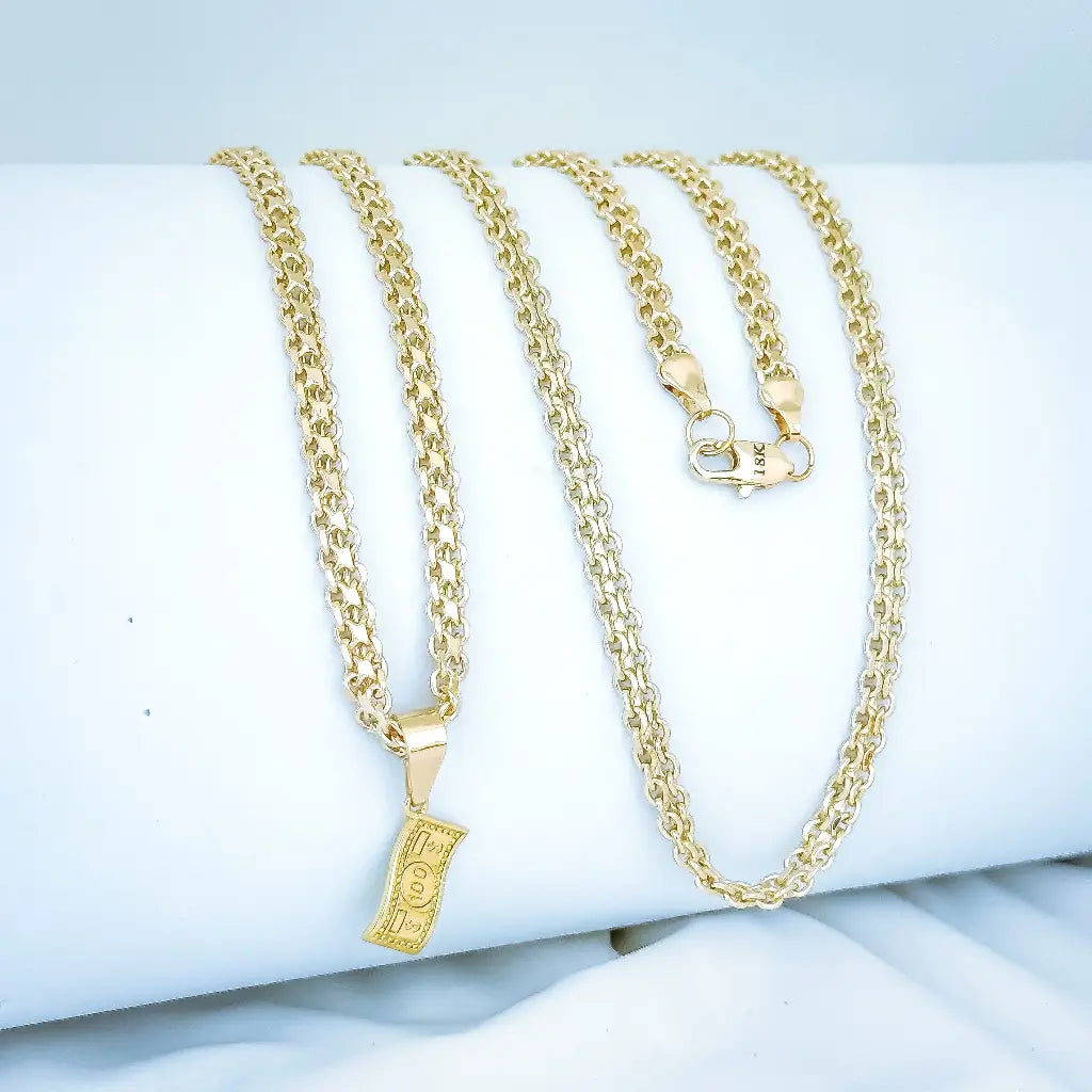 Cadena De Caballero De Tejido Chino De 60cm-3mm De Grosor Con Dije De Dólar + Envío Gratis