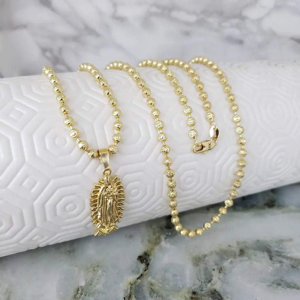 Cadena De Caballero De Tejido Militar De 60cm-4.5mm De Grosor + Dije De La Virgen De Guadalupe + Envío Gratis