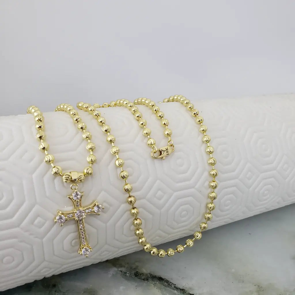 Cadena De Caballero De Tejido Militar Diamantada De 60-4mm De Grosor + Dije De Cruz Cristal + Envío Gratis