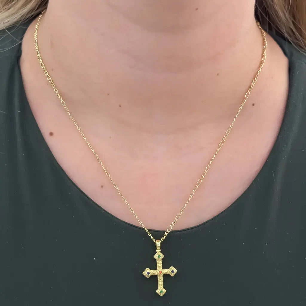 Cadena De Dama De Tejido Cartier Fina De 50cm-2mm De Grosor Con Dije De Cruz