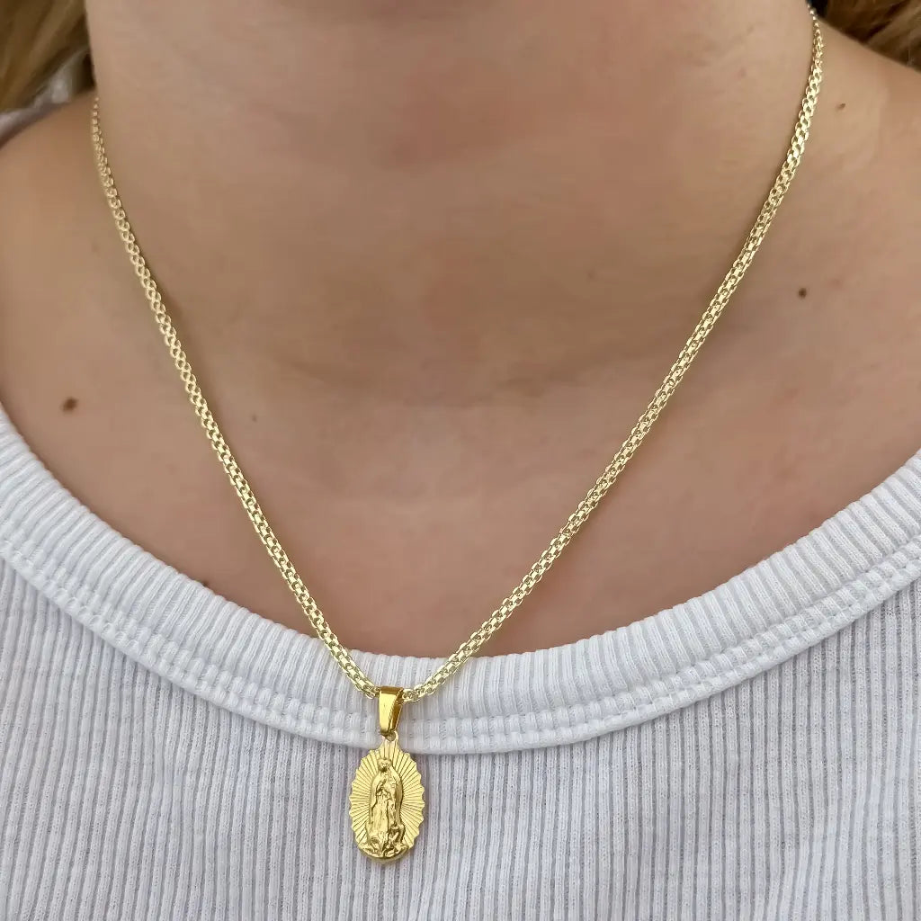 Cadena De Dama De Tejido Chino De 50cm-3mm De Grosor Con Dije De La Virgen De Guadalupe
