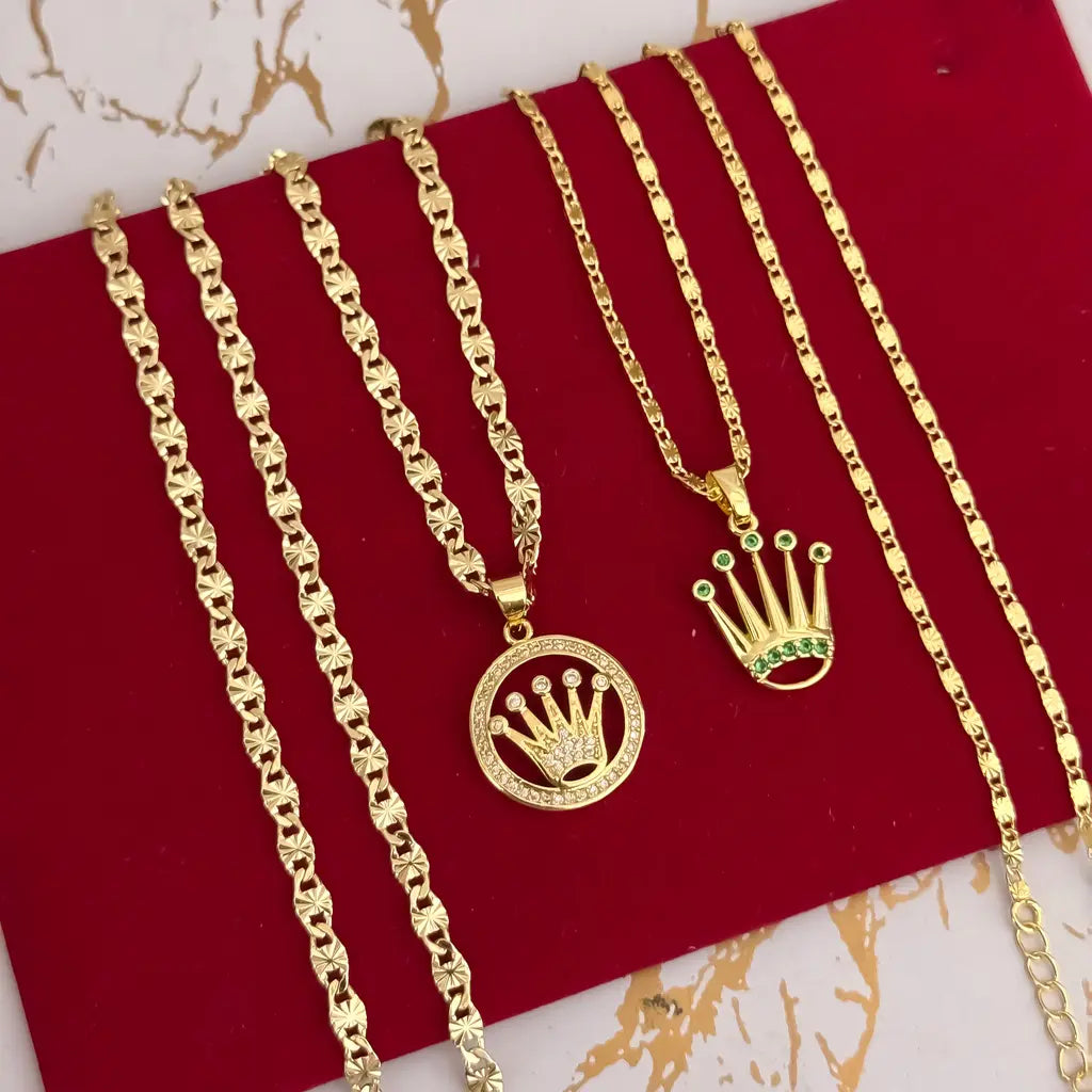 Cadenas Para Parejas De Tejido Escalera Con Destello Y Dijes Rolex