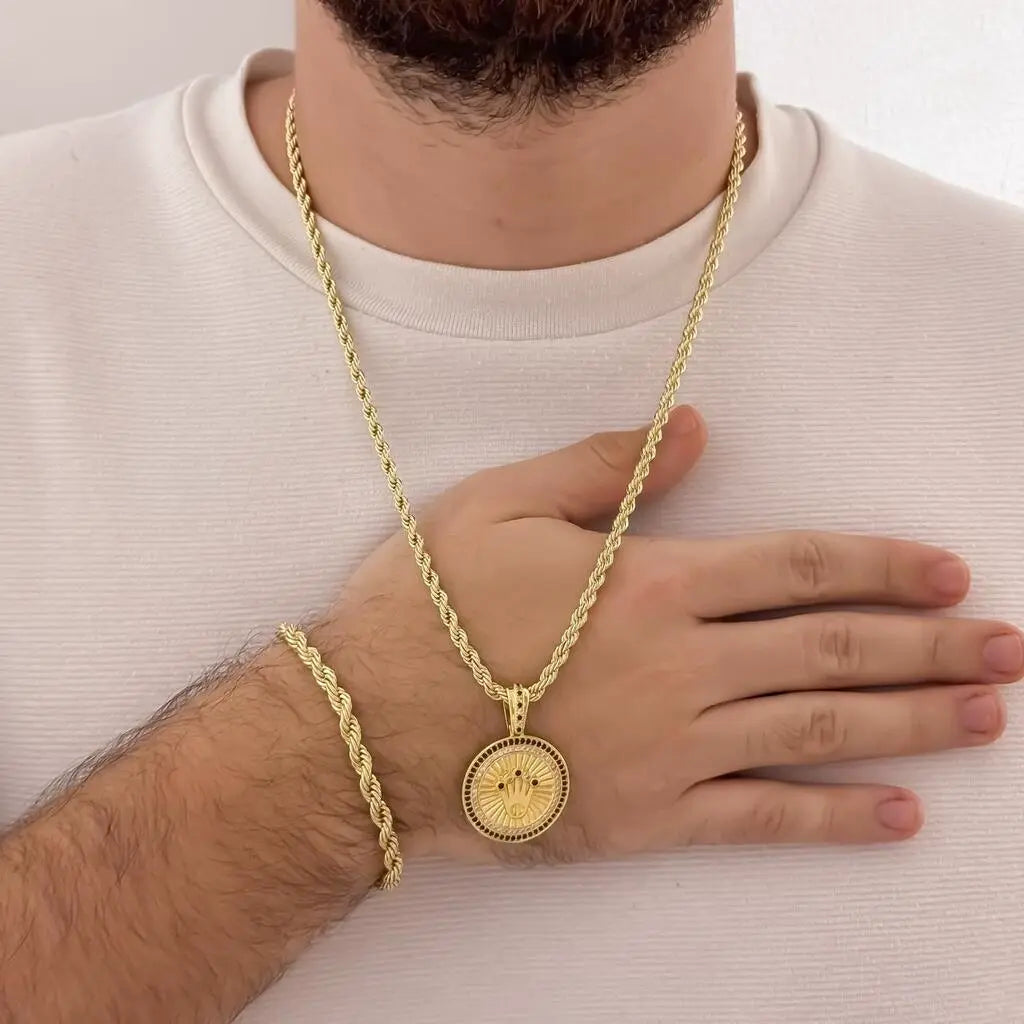 Conjunto De Caballero De Tejido Lazo Con Dije Rolex