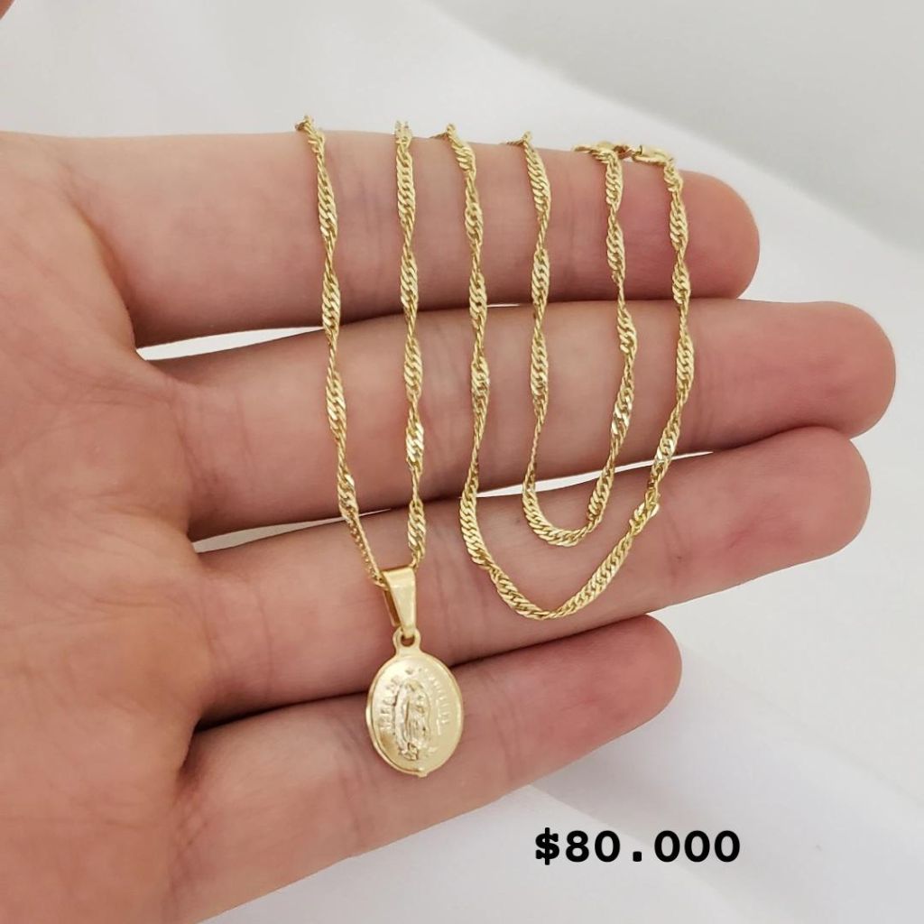 Promoción Cadena Tejido Singapur 45cm-2mm de Grosor + Dije Gratis Virgen Guadalupe + Envio Gratis