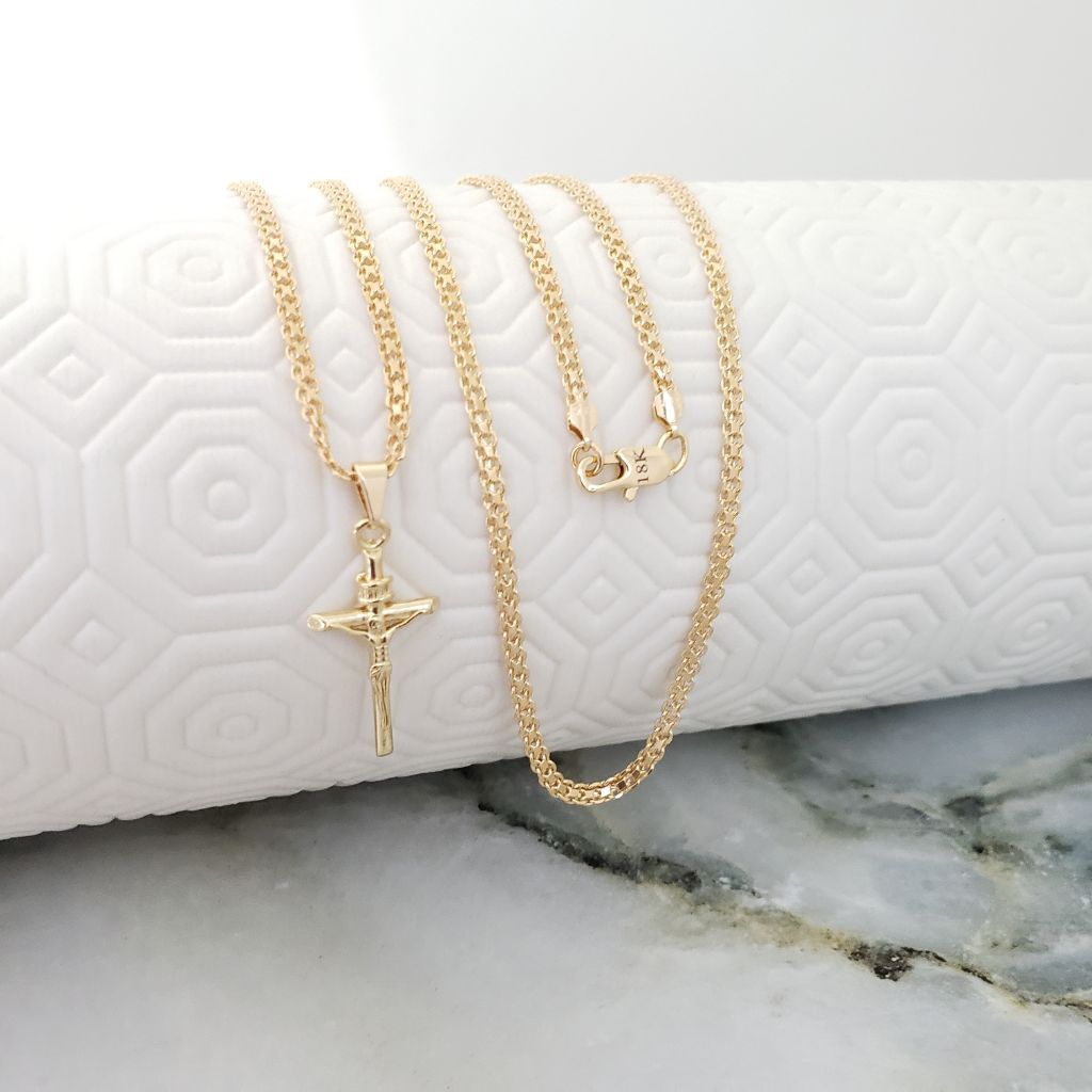 Cadena Tejido Chino 50cm-3mm de Grosor + Dije Gratis Cruz Inri + Envio Gratis