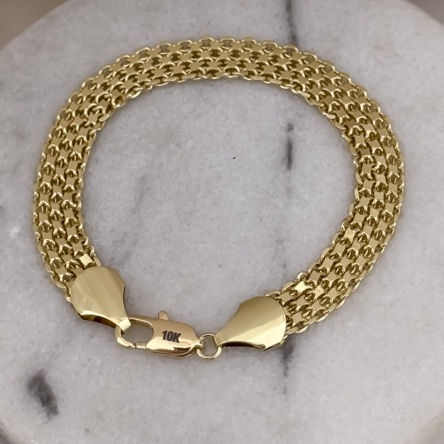 Pulsera Tejido Chino Gruesa de Hombre de 10mm de Grosor en Oro Laminado 18k con Garantia de por vida
