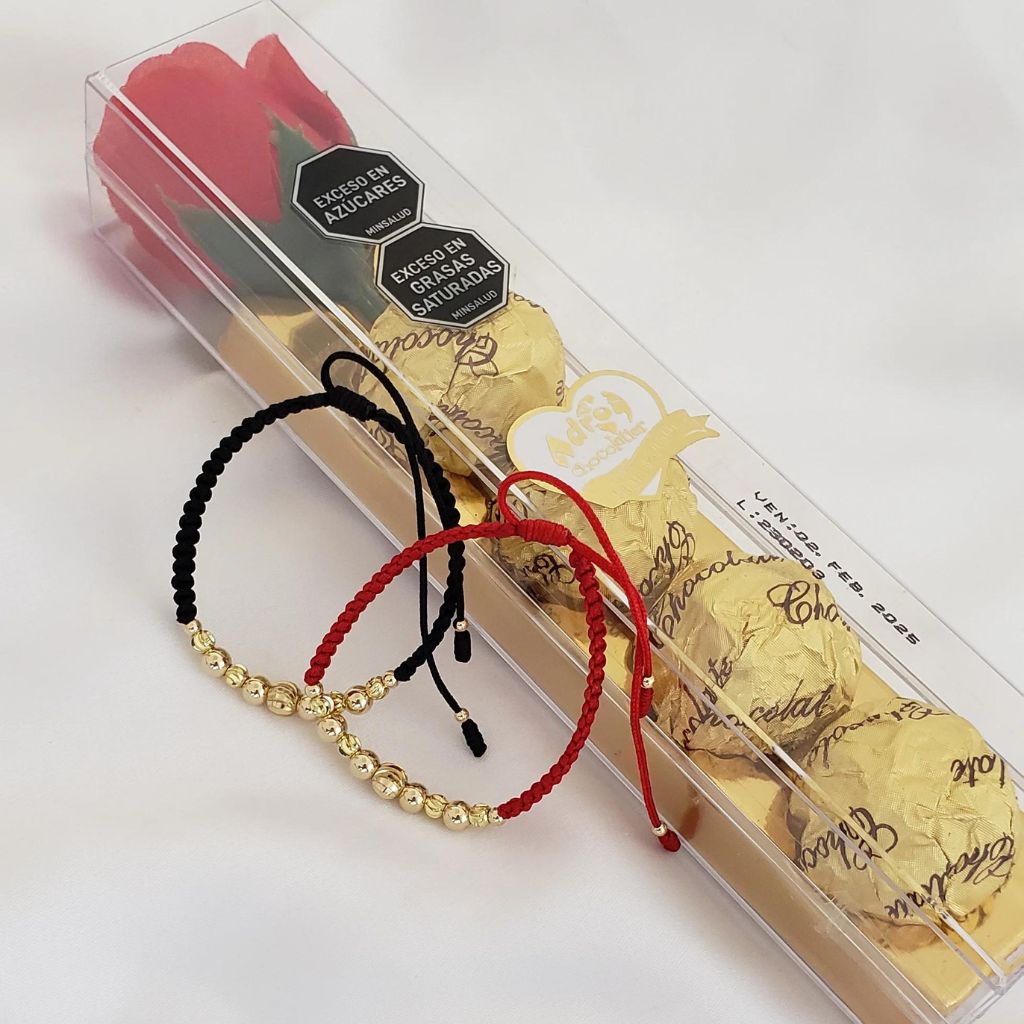 Pulseras para Parejas Tejidas Balin 5mm 4mm Italiano + Caja de Chocolate Gratis + Envio Gratis