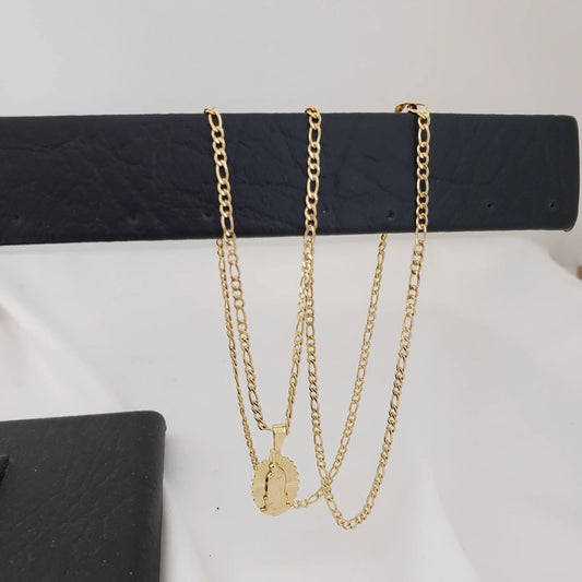 Cadena De Dama De Tejido Cartier De 50cm-2mm de Grosor + Dije De La Virgen De Guadalupe + Envío Gratis