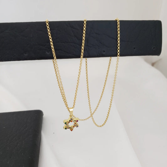 Cadena De Dama De Tejido Aros De 50cm-1mm de Grosor + Dije De La Estrella De David + Envío Gratis