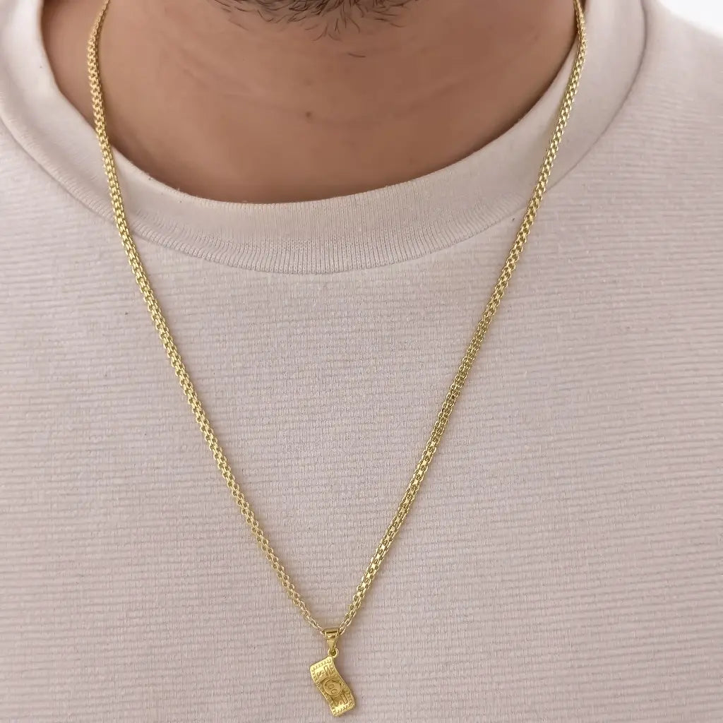 Cadena De Caballero De Tejido Chino De 60cm-3mm De Grosor Con Dije De Dólar