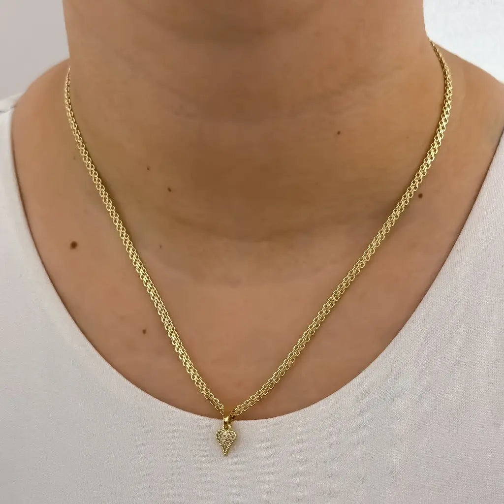 Cadena De Dama De Tejido Chino De 50cm-3mm De Grosor Con Dije De Corazón