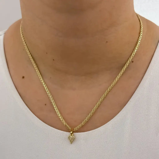 Cadena De Dama De Tejido Chino De 50cm-3mm De Grosor Con Dije De Corazón