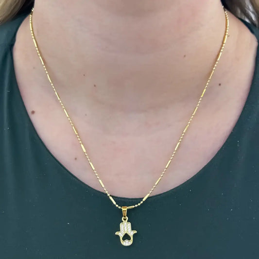 Cadena De Dama De Tejido Militar Con Cilindros De 50cm-1mm De Grosor Con Dije De Mano Jamsa