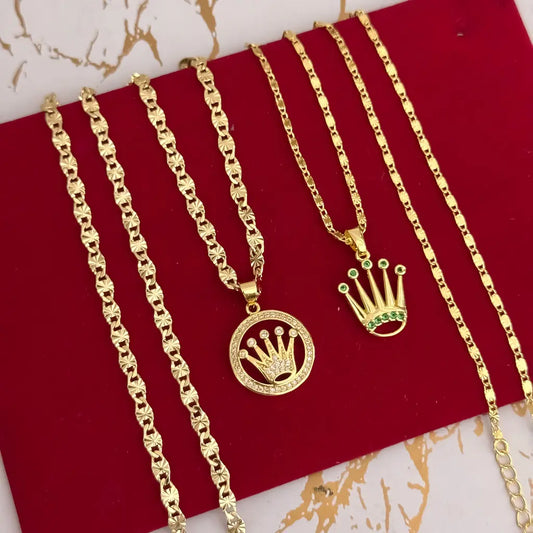 Cadenas Para Parejas De Tejido Escalera Con Destello Y Dijes Rolex