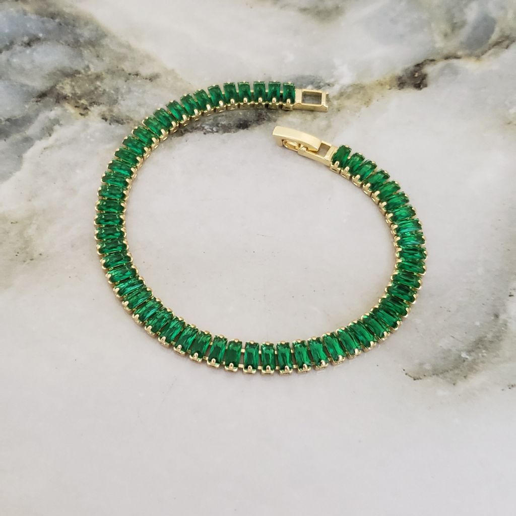 Pulsera Tejido Tennis Verde 20cm-5mm de Grosor + ENVIO GRATIS