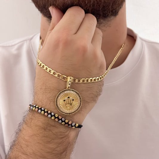 Cadena Cubana Gruesa de 60cm de 5mm + Corona Rolex con Micro Circones + Pulsera 3 Oros  Doble Carril en Balin Italiano de 4mm e