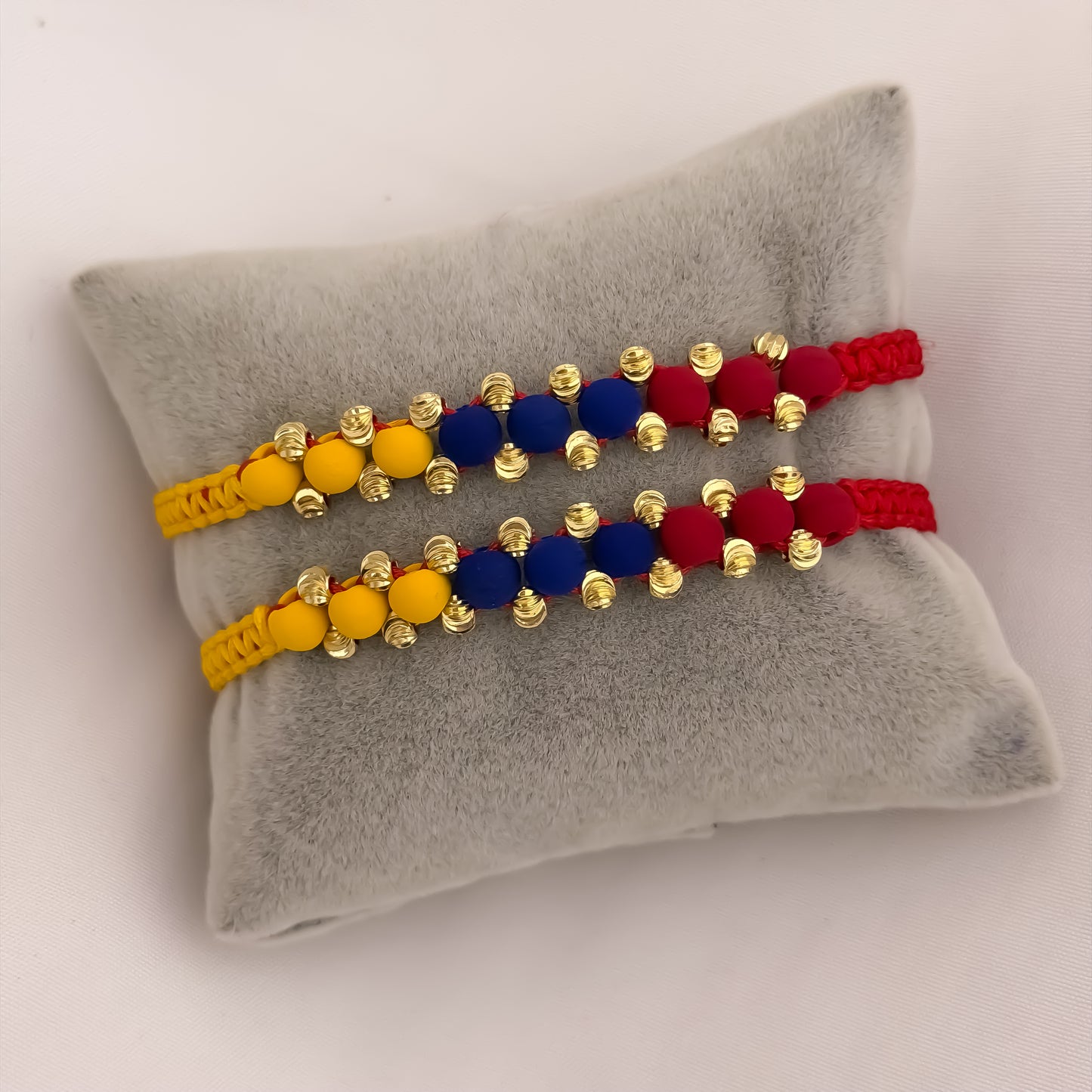 Pulseras Para Parejas  de Selección Colombia  en Balin Italiano de 6mm de 3 Tres Carriles en Oro Laminado 18k con Garantia de por vida