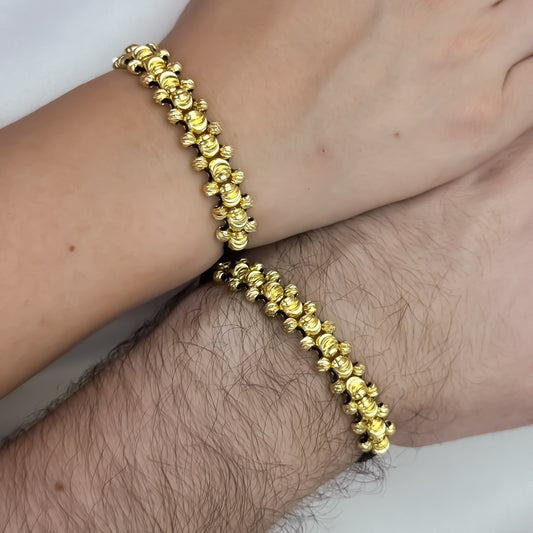 Promoción de 2  Pulseras Para Parejas Balin Italiano de 3 Carriles en Oro Laminado 18k con Garantia de por vida