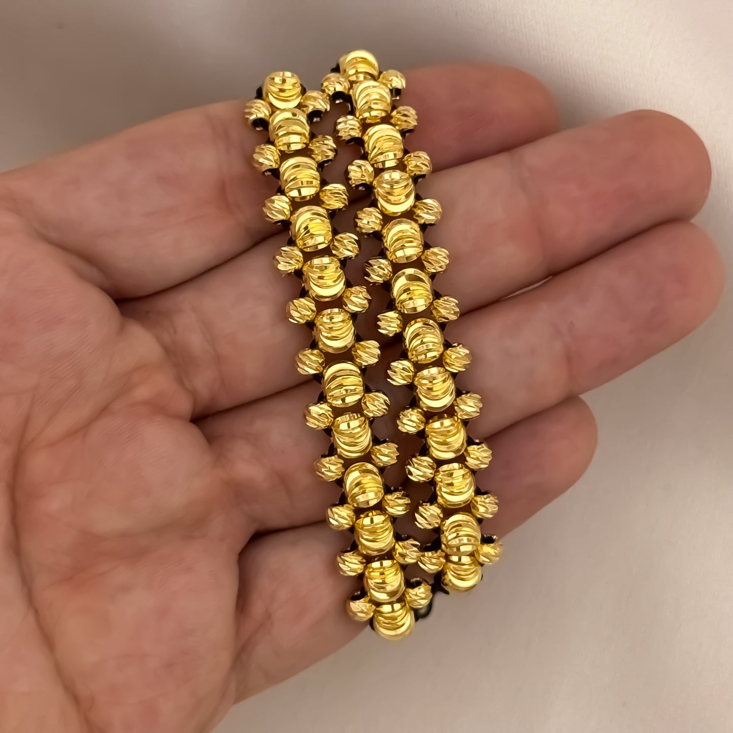 Promoción de 2  Pulseras Para Parejas Balin Italiano de 3 Carriles en Oro Laminado 18k con Garantia de por vida