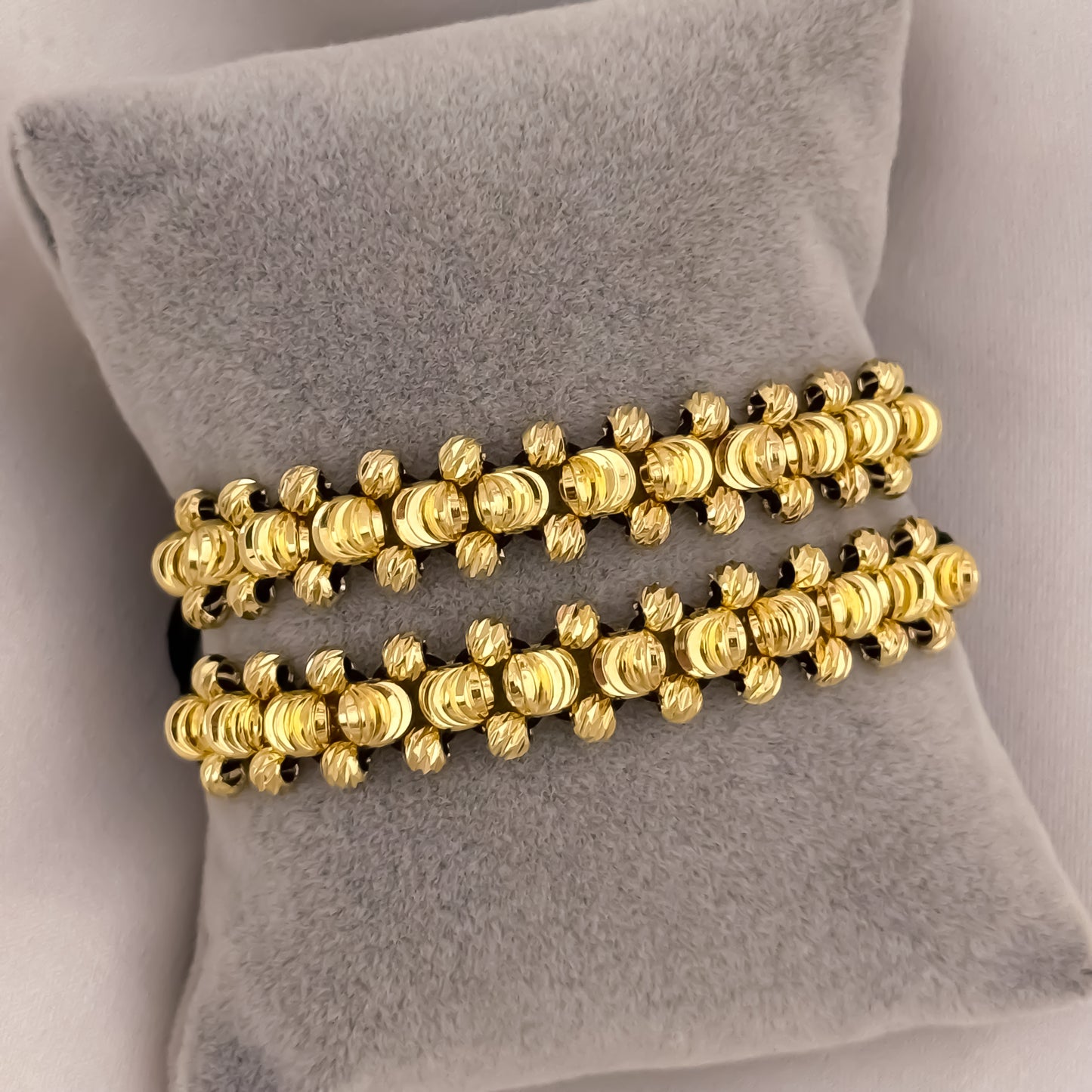 Promoción de 2  Pulseras Para Parejas Balin Italiano de 3 Carriles en Oro Laminado 18k con Garantia de por vida