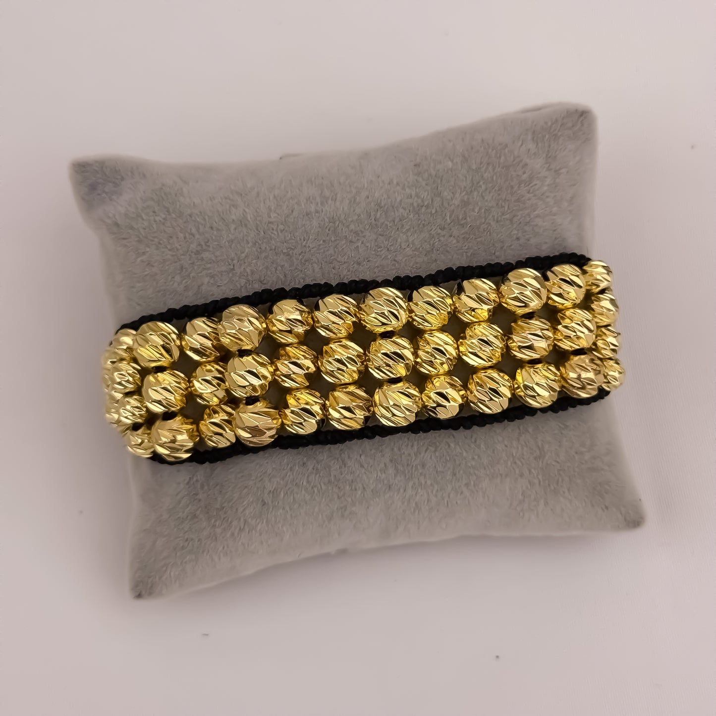 PULSERAS EXCLUSIVA DE 3 CARRILES EN BALIN ITALIANO EN ORO LAMINADO 18K  CON GARANTIA DE POR VIDA