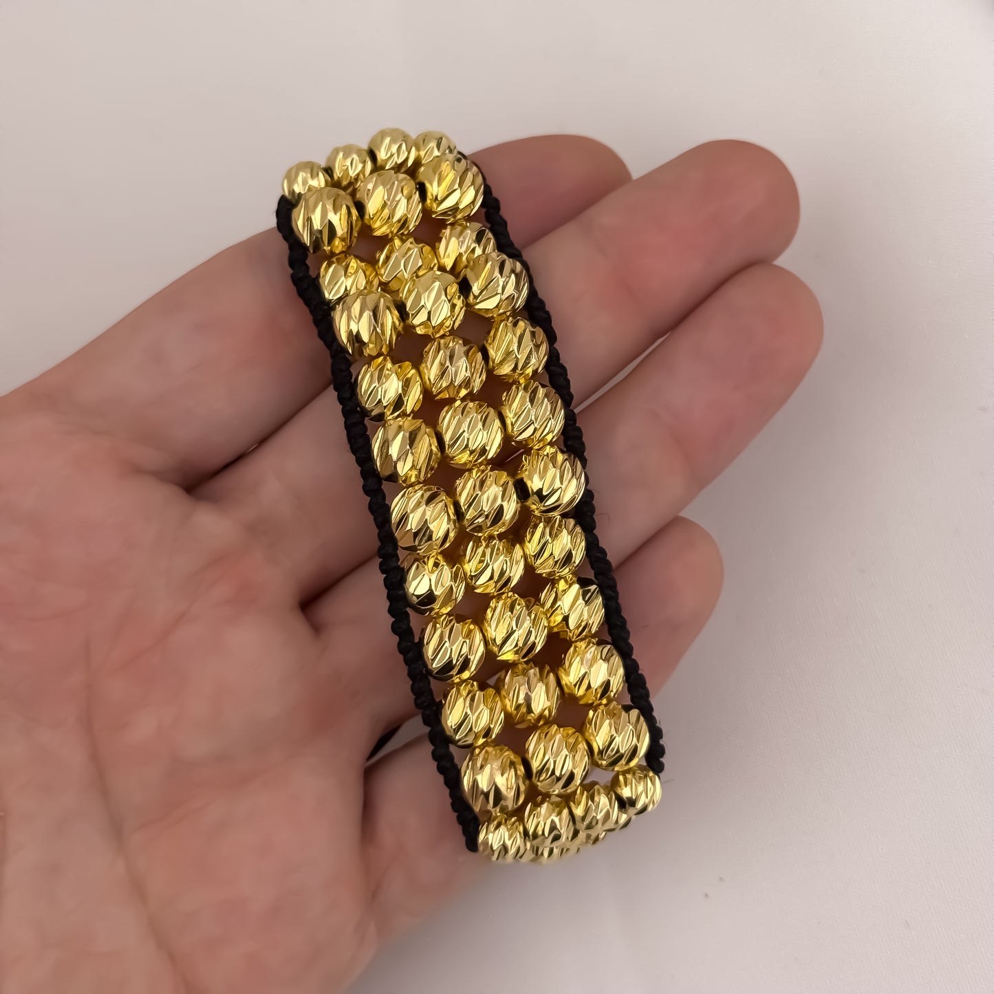 PULSERAS EXCLUSIVA DE 3 CARRILES EN BALIN ITALIANO EN ORO LAMINADO 18K  CON GARANTIA DE POR VIDA