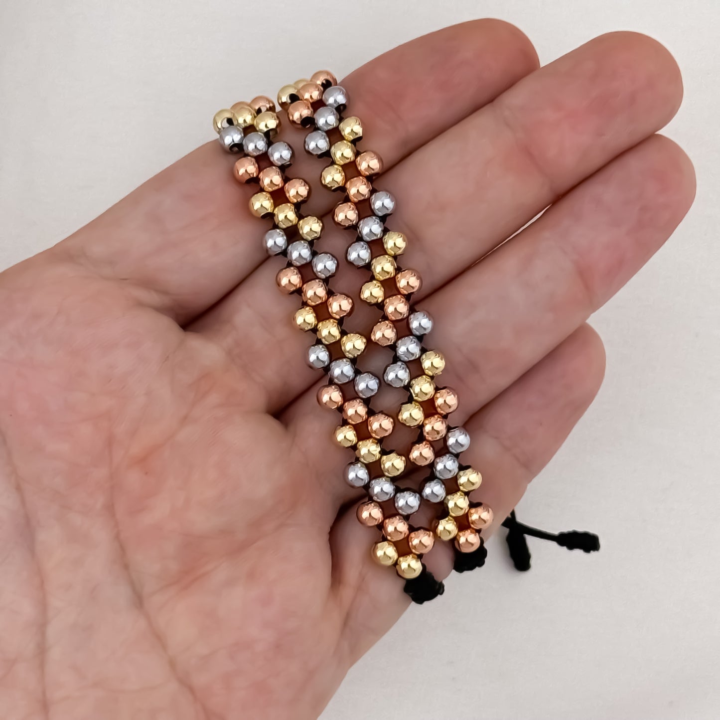 Juego de Pulseras para Parejas – 3 Oros en Balín de 4mm (3 Carriles) en Oro  Laminado 18k con Garantía de por vida