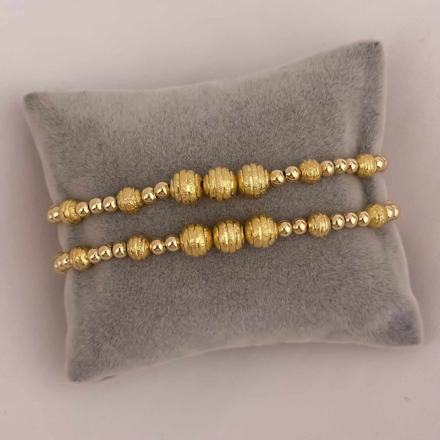 Promocion de Pulseras para Parejas Balin Diamantado de 6mm  y Liso de 4mm en Oro Laminado 18k con Garantia de por vida