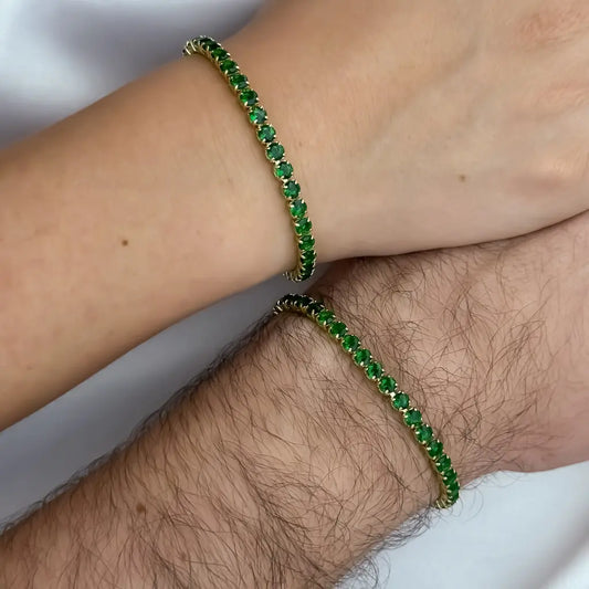 Par De Pulseras De Tejido Tenis Verdes Para Parejas