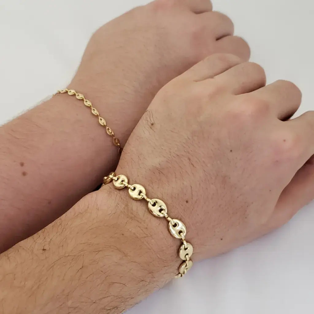 Par De Pulseras Tejido Gucci (Pulsera De Dama De 19cm Y 3mm De Grosor, Pulsera De Caballero De 20cm Y 6mm De Grosor)