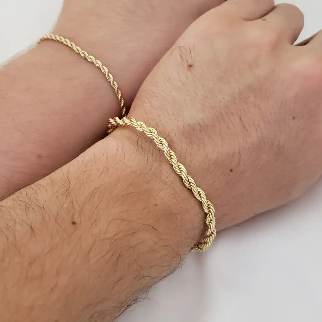 Par De Pulseras Tejido Lazo. (Pulsera De Dama De 19cm y 3mm De Grosor, Pulsera De Caballero De 20cm y 5mm De Grosor)