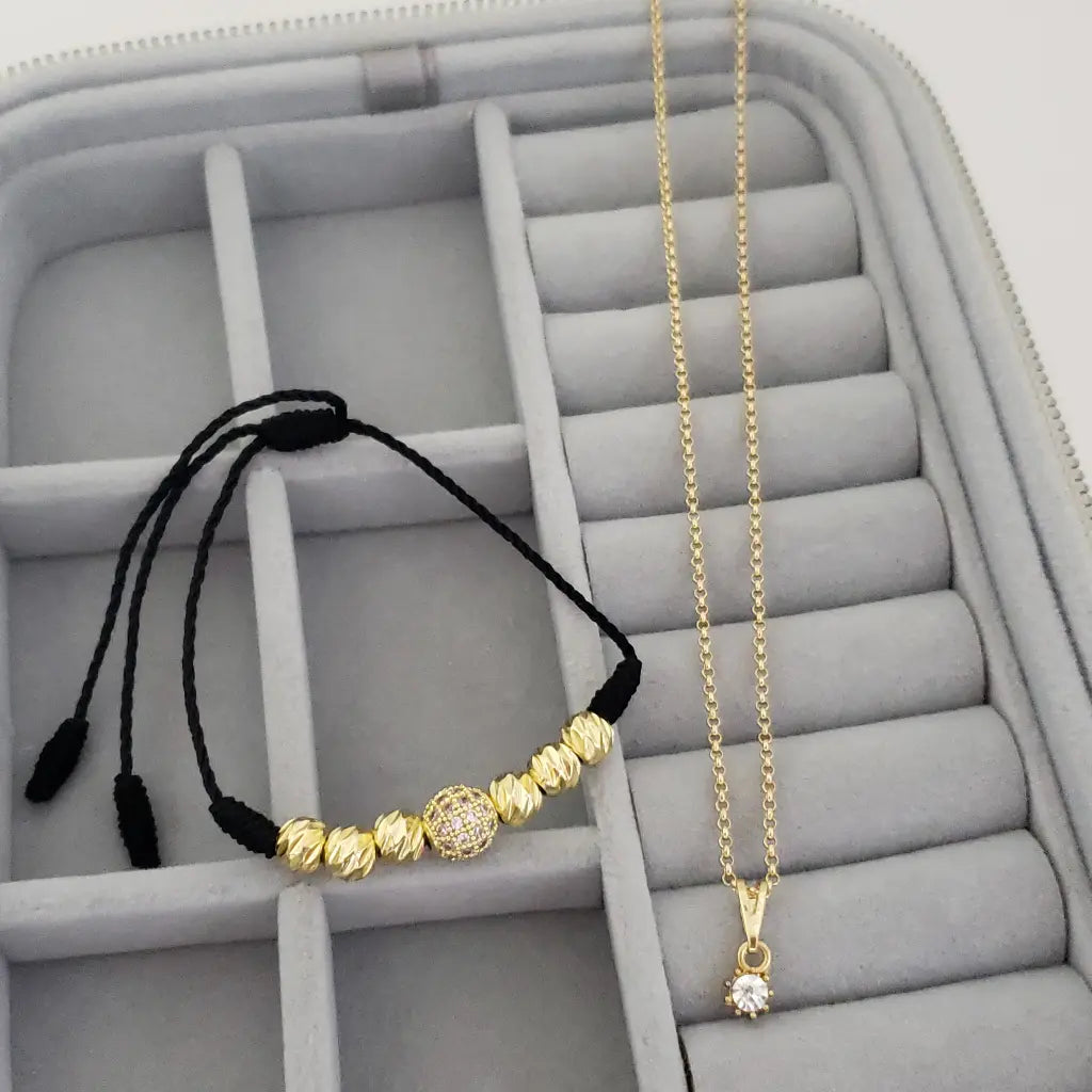 Promoción Para El Dia De Las Madres Con Cadena De Tejido Aros Con Dije De Piedra Cristal + Manilla De Obsequio + Envío Gratis