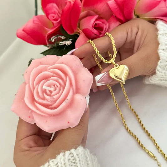 Promoción Para El Dia De Las Madres Con Cadena De Tejido Lazo De 50cm-3mm De Grosor + Dije De Corazón Y Vela De Diseño Rosa + Envío Gratis