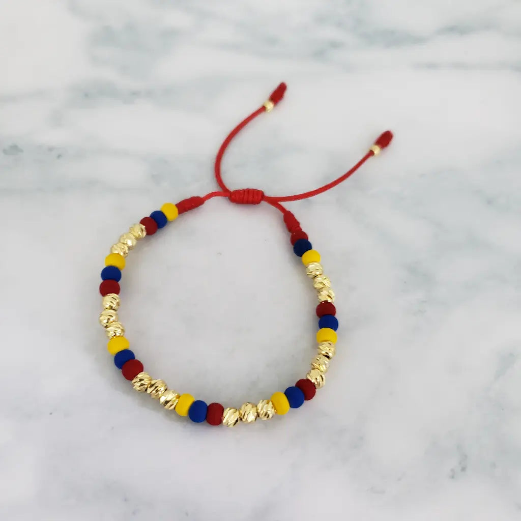 Pulsera Tricolor Con Neoprenos Y Balines Italianos