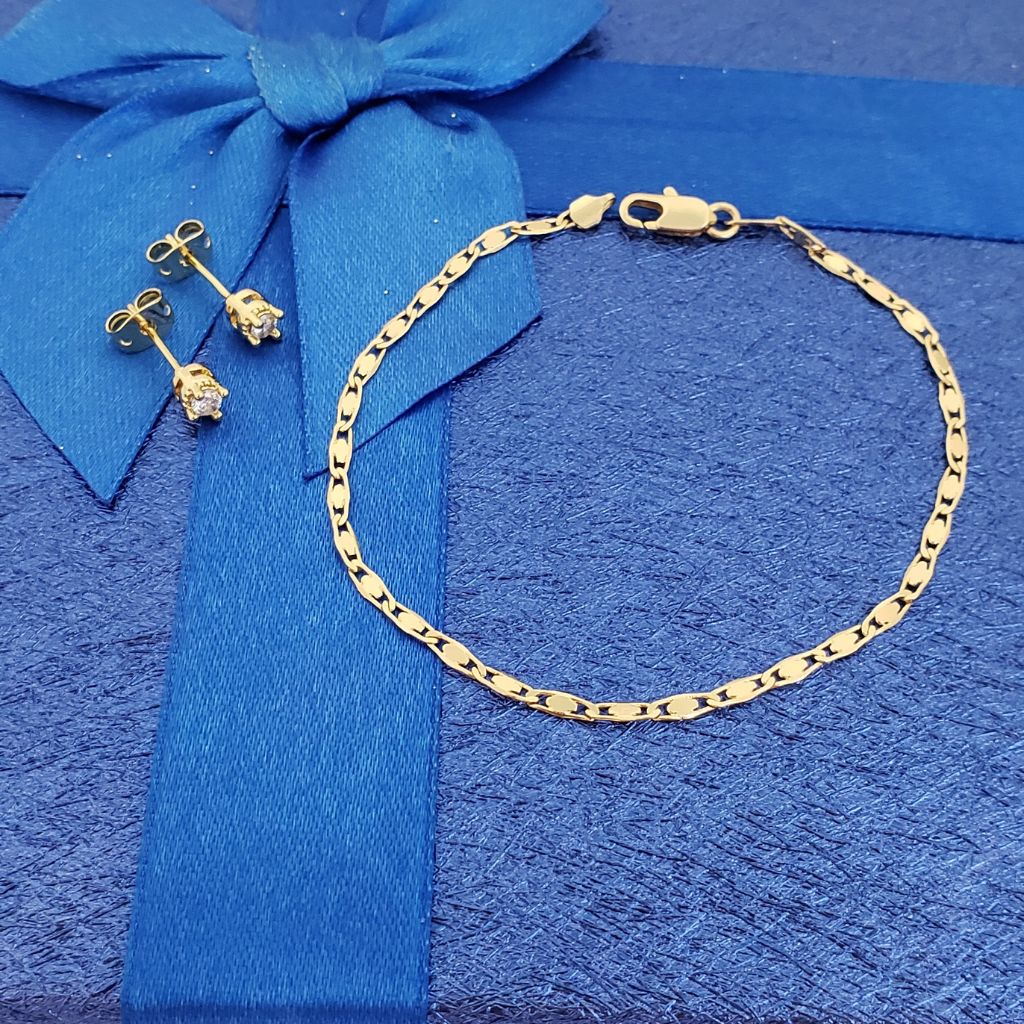 Conjunto para Dama Pulsera Tejido Caracol 18cm-3mm de Grosor + Topo Cristal 6mm + Envio Gratis