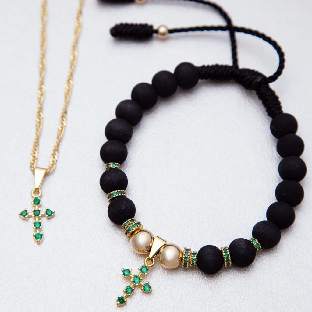 Conjunto Para Dama Cadena Singapur 45cm-2mm de Grosor + Dije Gratis Cruz Verde + Pulsera Balin 6mm + Envio Gratis