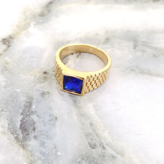 Anillo de Caballero Barbado Circon Azul + Envio Gratis