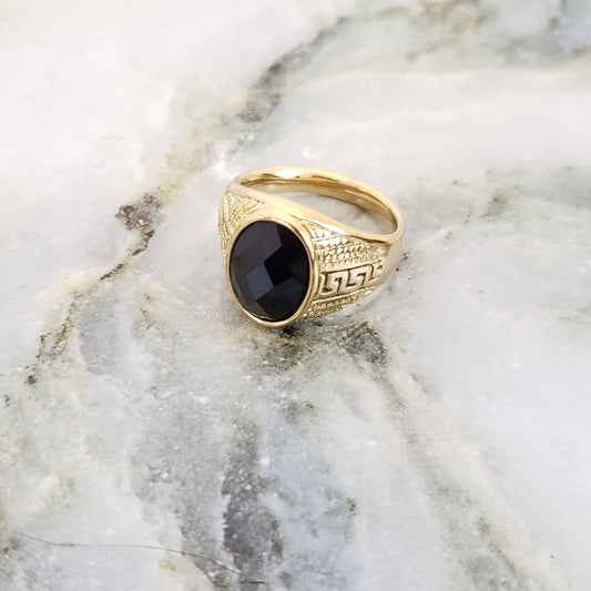 Anillo de Caballero Redondo Piedra Negra + Envio Gratis