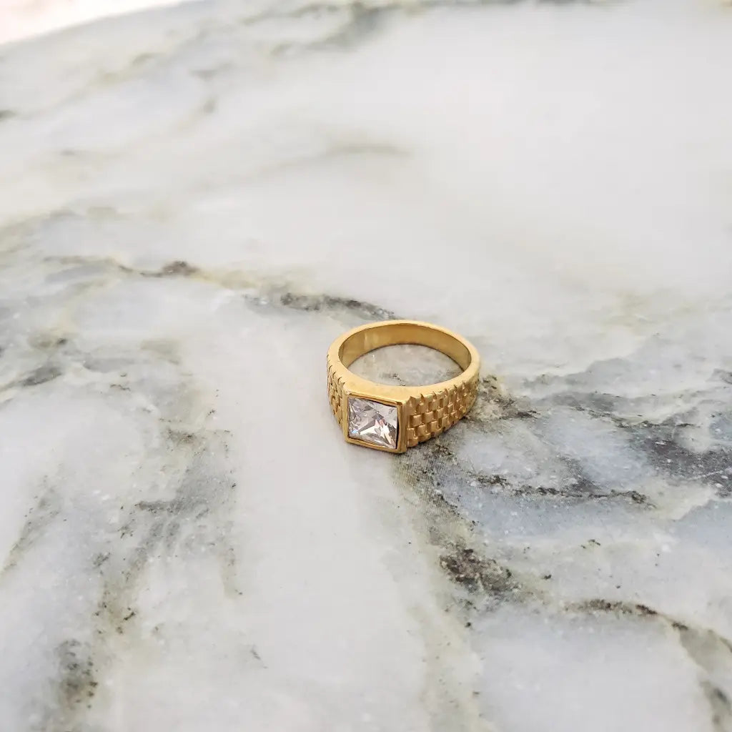 Anillo de Caballero Piedra Blanca + Envío Gratis