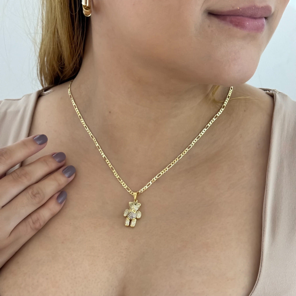 Cadena De Dama De Tejido Cartier De 60cm-3mm De Grosor + Dije De Oso + Envío Gratis